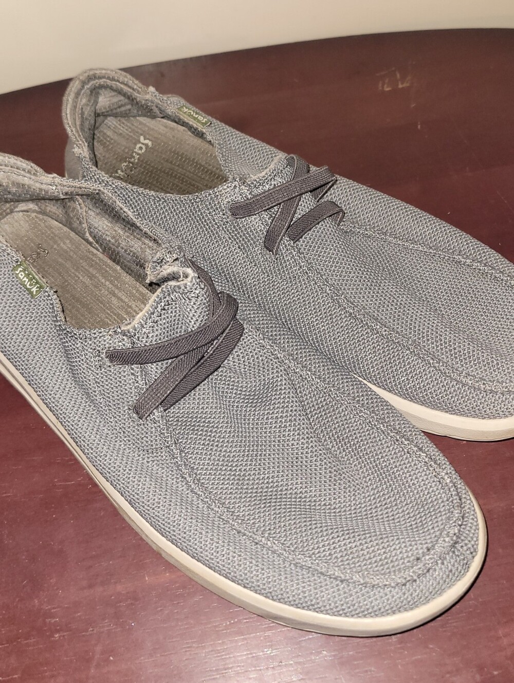 Sanuk Gray Knit Slip-On Loafers Men's Size 11 Lite 2
